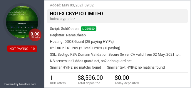 HYIPLogs.com widget for hotex-crypto.biz