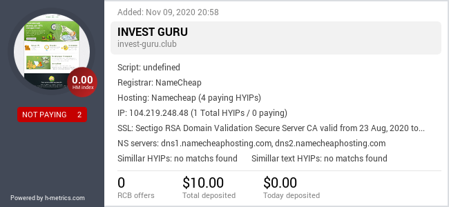 HYIPLogs.com widget for invest-guru.club