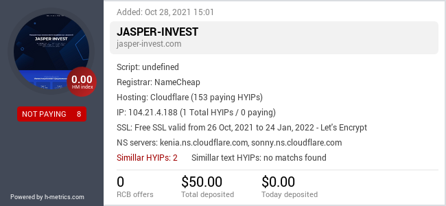 HYIPLogs.com widget for jasper-invest.com