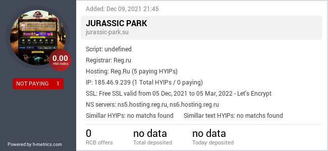 HYIPLogs.com widget for jurassic-park.su