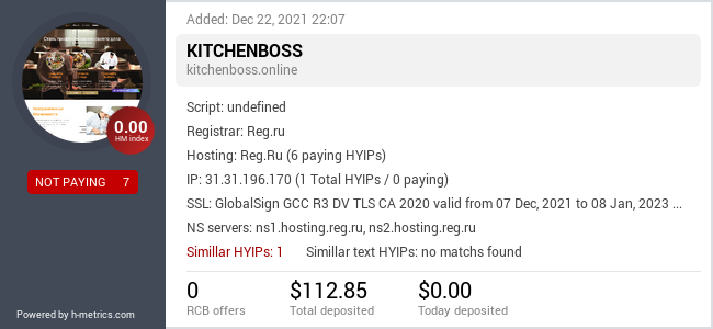 HYIPLogs.com widget for kitchenboss.online