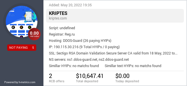 HYIPLogs.com widget for kriptes.com