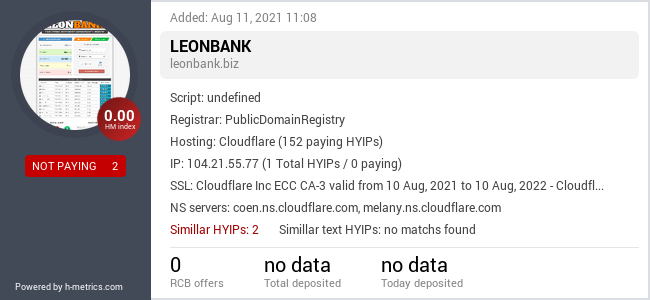 HYIPLogs.com widget for leonbank.biz