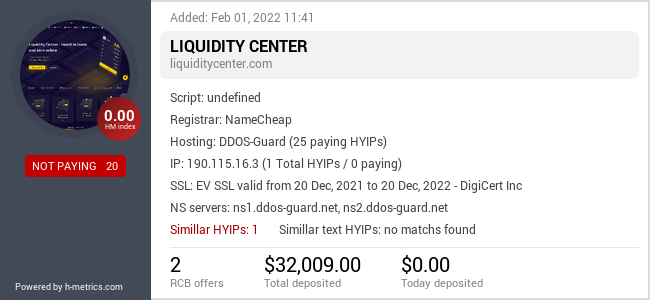 HYIPLogs.com widget for liquiditycenter.com