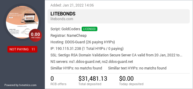 HYIPLogs.com widget for litebonds.com