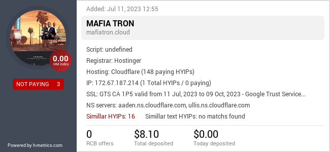 Onic.top info about mafiatron.cloud