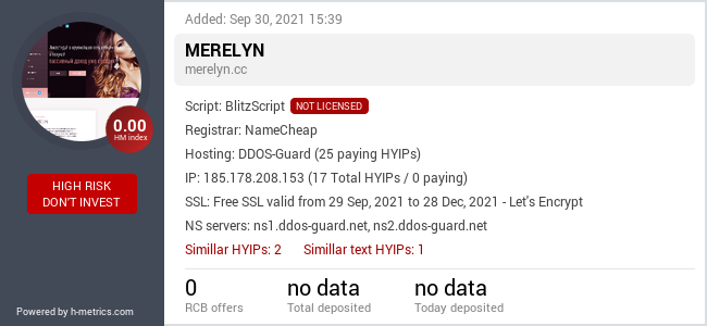 HYIPLogs.com widget for merelyn.cc