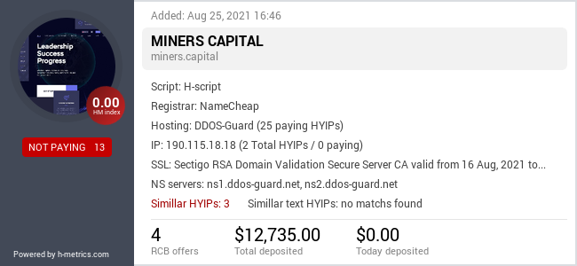 HYIPLogs.com widget for miners.capital