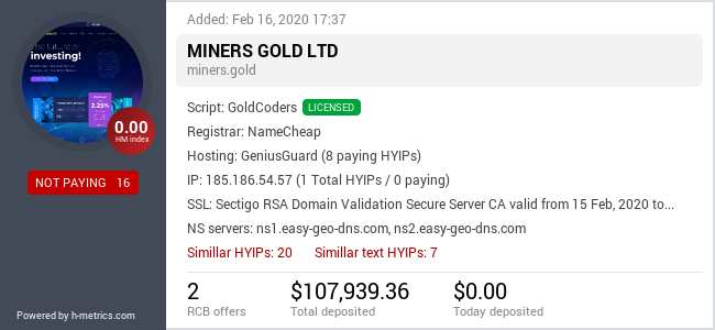 Onic.top info about miners.gold