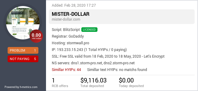 Onic.top info about mister-dollar.com