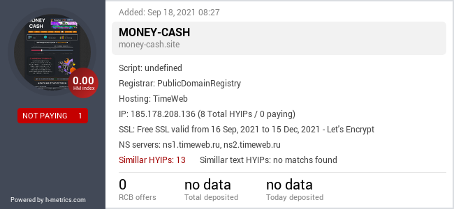 HYIPLogs.com widget for money-cash.site