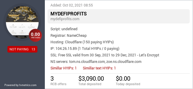 HYIPLogs.com widget for mydefiprofits.com