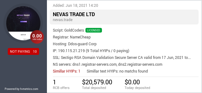 HYIPLogs.com widget for nevas.trade