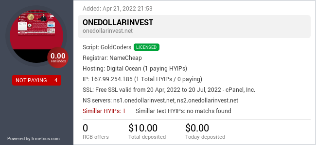 Onic.top info about onedollarinvest.net