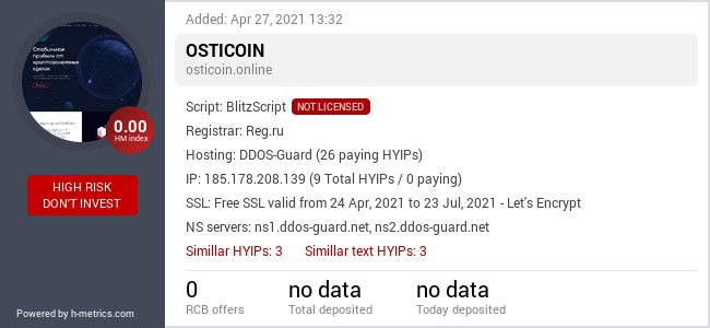 HYIPLogs.com widget for osticoin.online