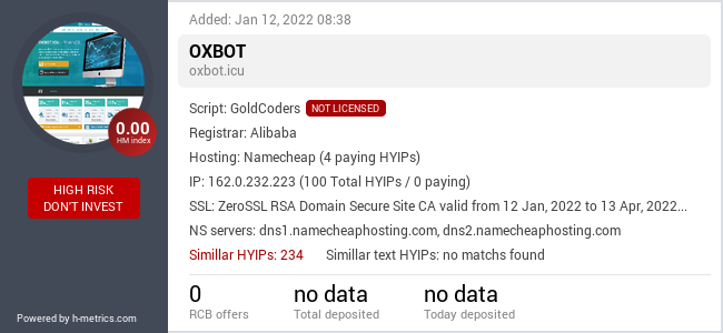 HYIPLogs.com widget for oxbot.icu