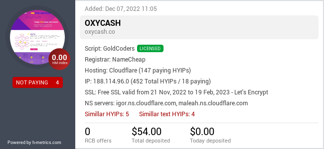 Onic.top info about oxycash.co