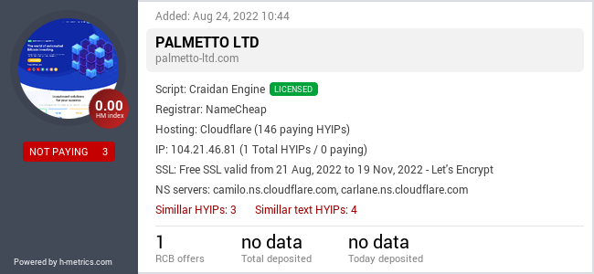 Onic.top info about palmetto-ltd.com