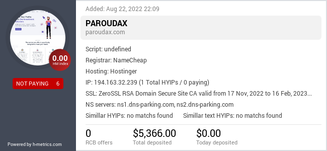 Onic.top info about paroudax.com