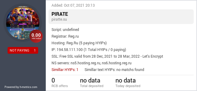 HYIPLogs.com widget for piratte.su
