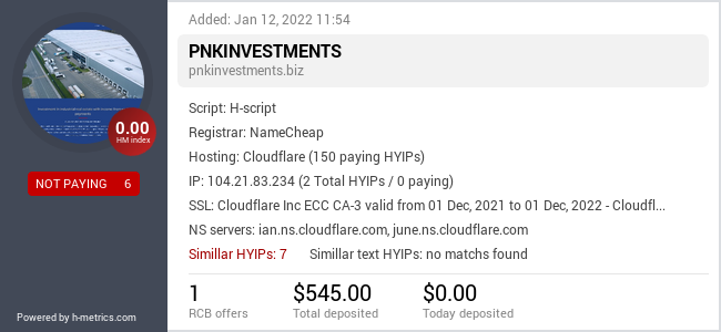 HYIPLogs.com widget for pnkinvestments.biz