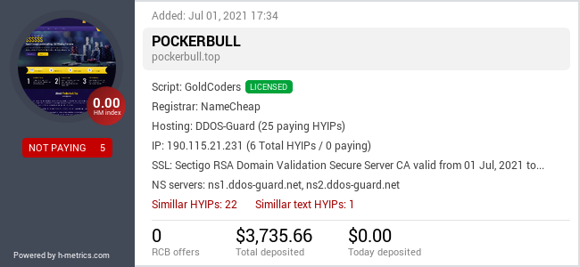 HYIPLogs.com widget for pockerbull.top