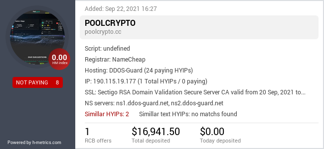HYIPLogs.com widget for poolcrypto.cc
