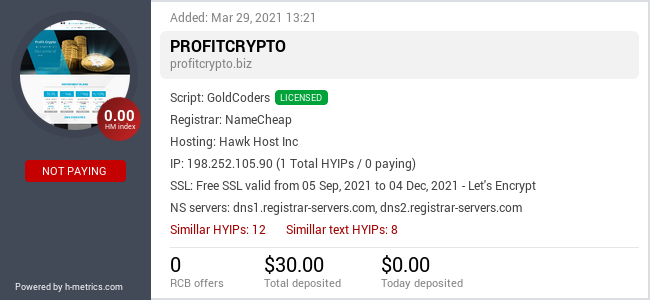 Onic.top info about profitcrypto.biz