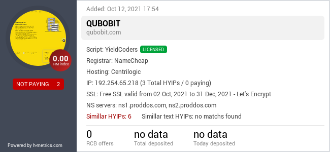 HYIPLogs.com widget for qubobit.com
