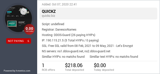HYIPLogs.com widget for quickz.biz