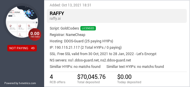 HYIPLogs.com widget for raffy.ai