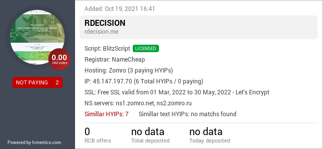 HYIPLogs.com widget for rdecision.me