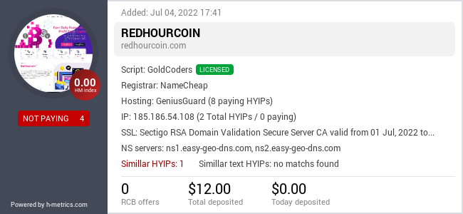 Onic.top info about redhourcoin.com