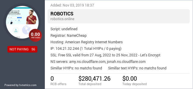 HYIPLogs.com widget for robotics-online.net