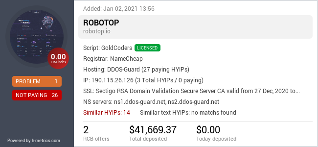 HYIPLogs.com widget for robotop.io