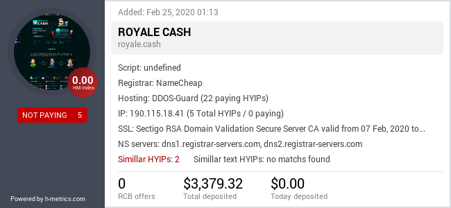 Onic.top info about royale.cash