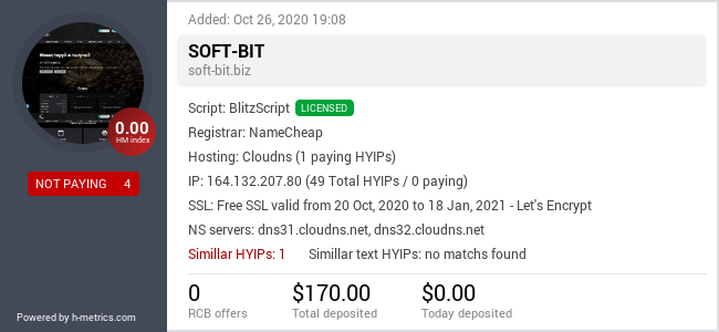 HYIPLogs.com widget for soft-bit.biz