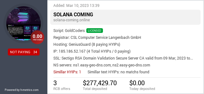 Onic.top info about solana-coming.online