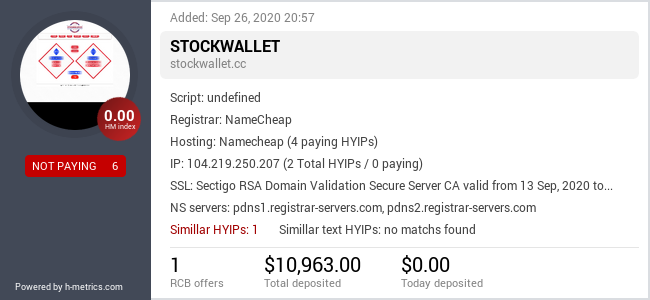 HYIPLogs.com widget for stockwallet.cc