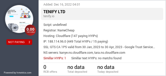 Onic.top info about tenify.io