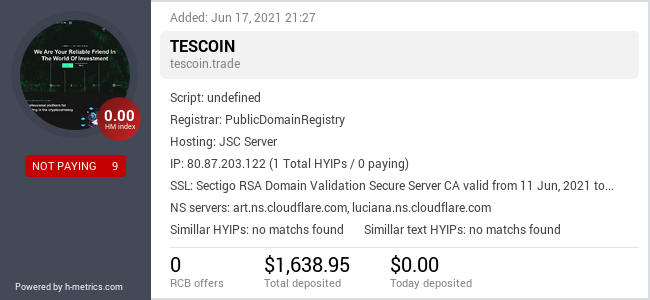 Onic.top info about tescoin.trade