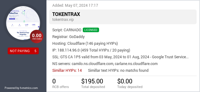 Onic.top info about tokentrax.vip