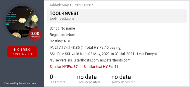 HYIPLogs.com widget for tool-invest.com