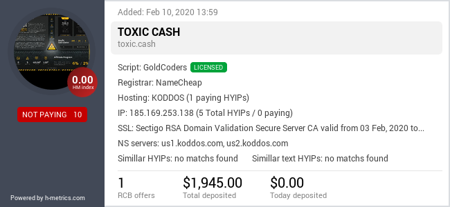 Onic.top info about toxic.cash