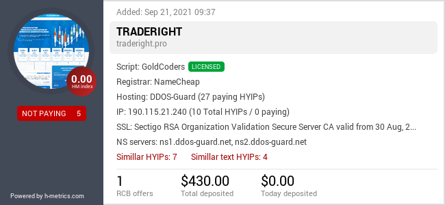 HYIPLogs.com widget for traderight.pro