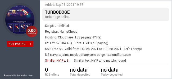 HYIPLogs.com widget for turbodoge.online