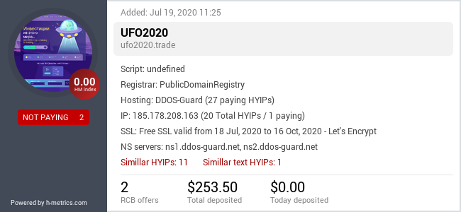 HYIPLogs.com widget for ufo2020.trade