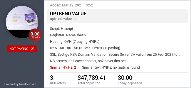 HYIPLogs.com widget for uptrend-value.com