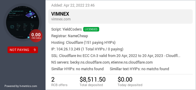 Onic.top info about vimnex.com