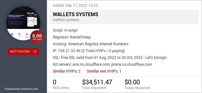 HYIPLogs.com widget for wallets.systems